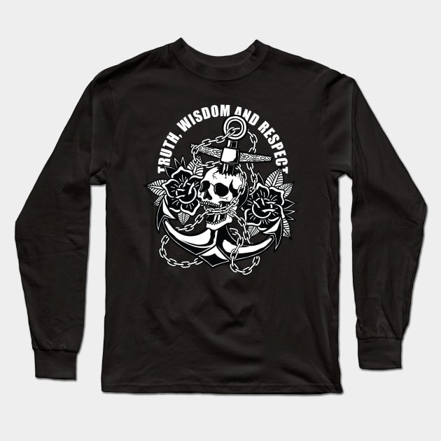 Pirates skull and anchor Long Sleeve T-Shirt by MEJIKU